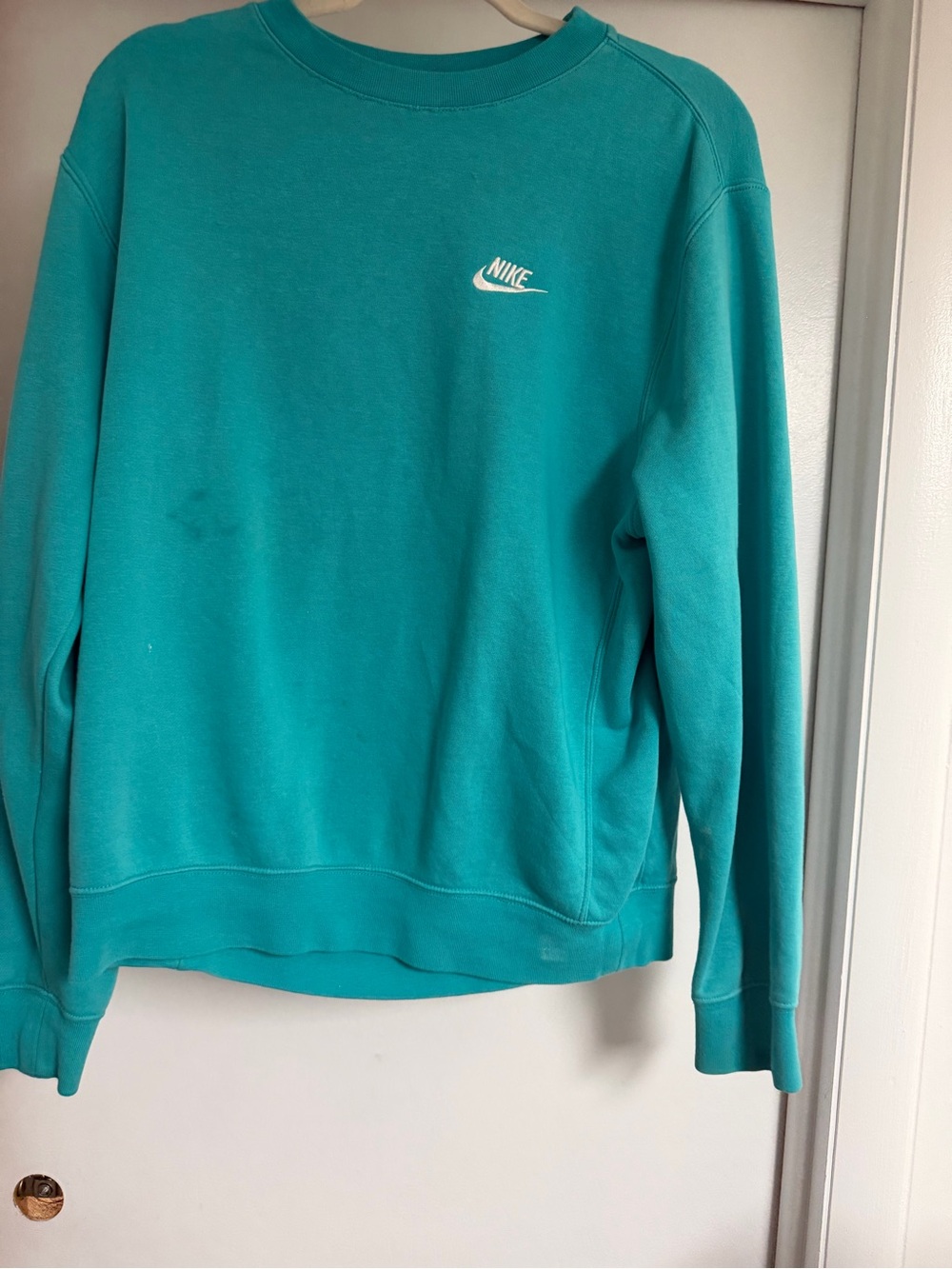 Nike Men's Teal Crewneck Sweatshirt - White Logo